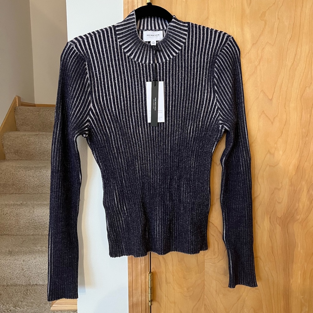 NWT Lindsey Ribbed Mock-Neck Sweater in Blueberry